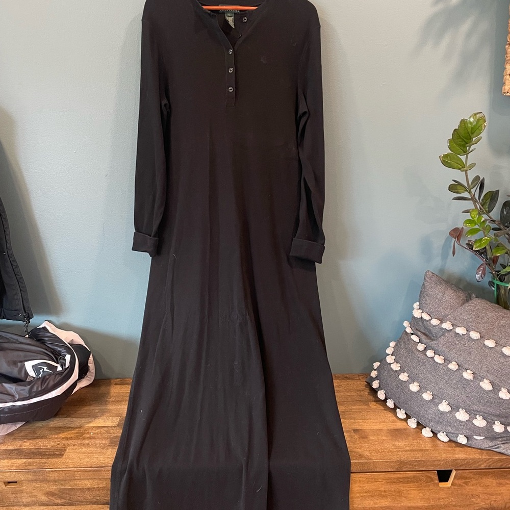 Ralph Lauren Black Long Sleeve Maxi Dress